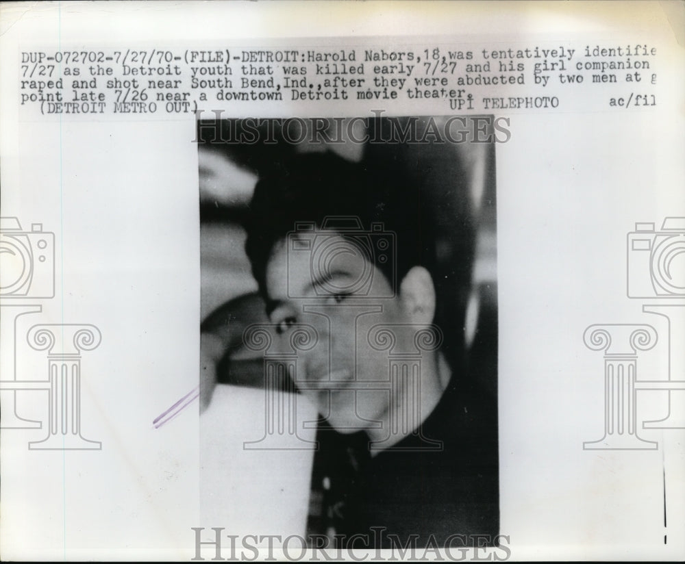 1970 Press Photo Detroit, Mich Harold Nabors, abducted & shot to death