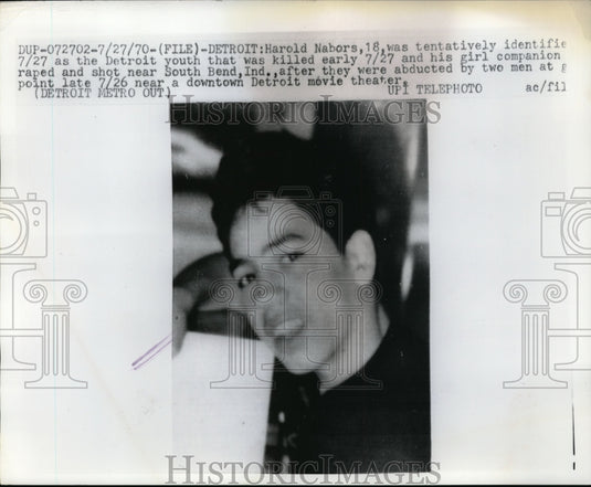 1970 Press Photo Detroit, Mich Harold Nabors, abducted & shot to death