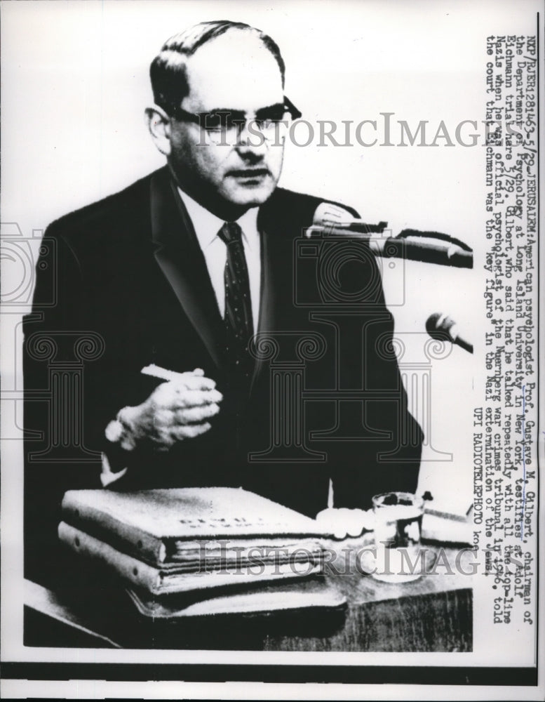 1929 Press Photo Prof Gustave M. Gilbert American Psychologist.