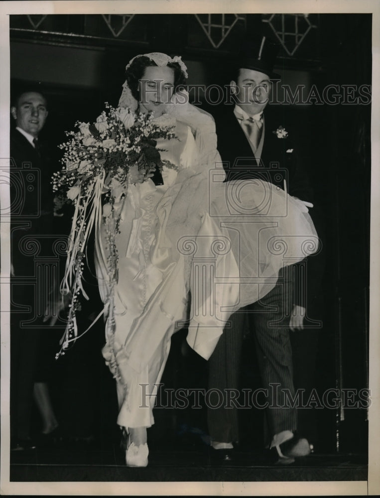 1937 Press Photo Shirley Ludlam Woodward weds H Fletcher Eggert Jr in NYC