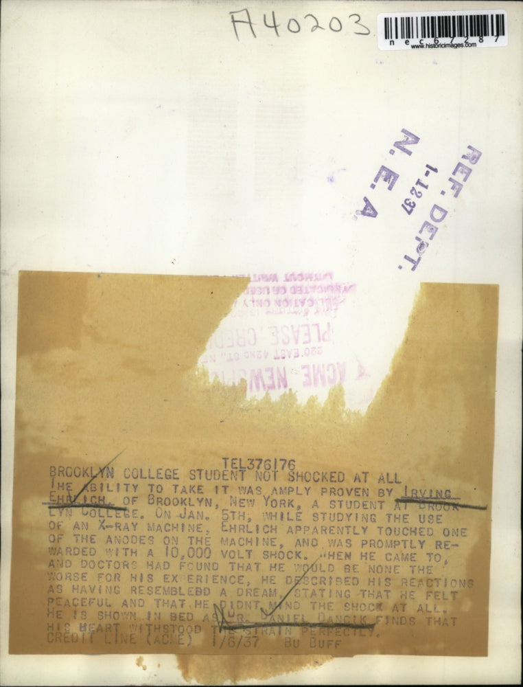 1937 Press Photo Brooklyn College, Irving Ehrlich & Dr Daniel Danick