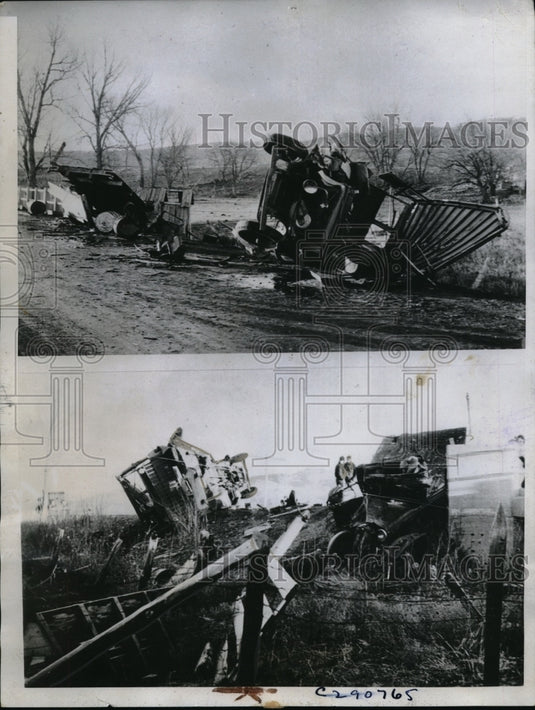 1935 Press Photo Wreckage of school bus collision with a truck - nec67358
