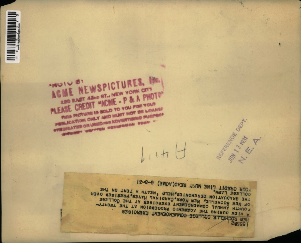 1931 Press Photo New Rockdale College Commencement exercises, Cardinal Hayes