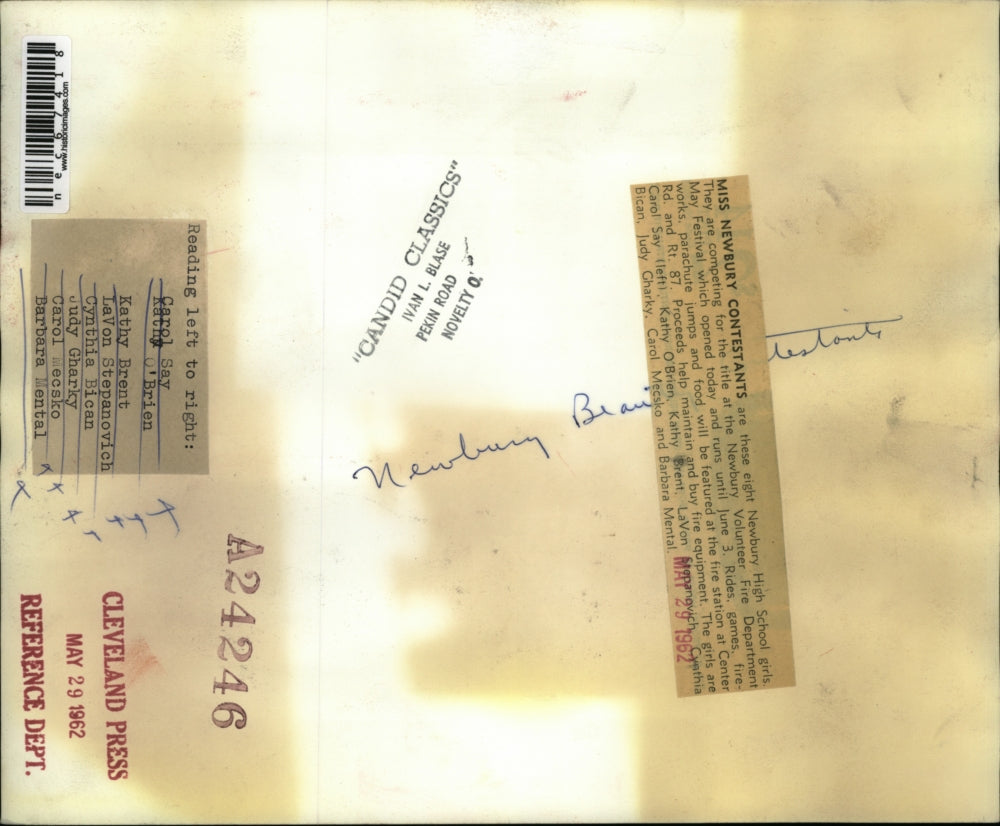 1962 Press Photo Miss Newbury contestants, Carol Say,Kathy O'Brien,Kathy Brent