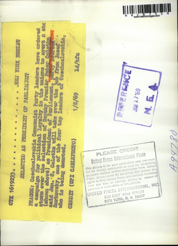 1969 Press Photo Prague, Czech Deputy Premier Peter Colotka