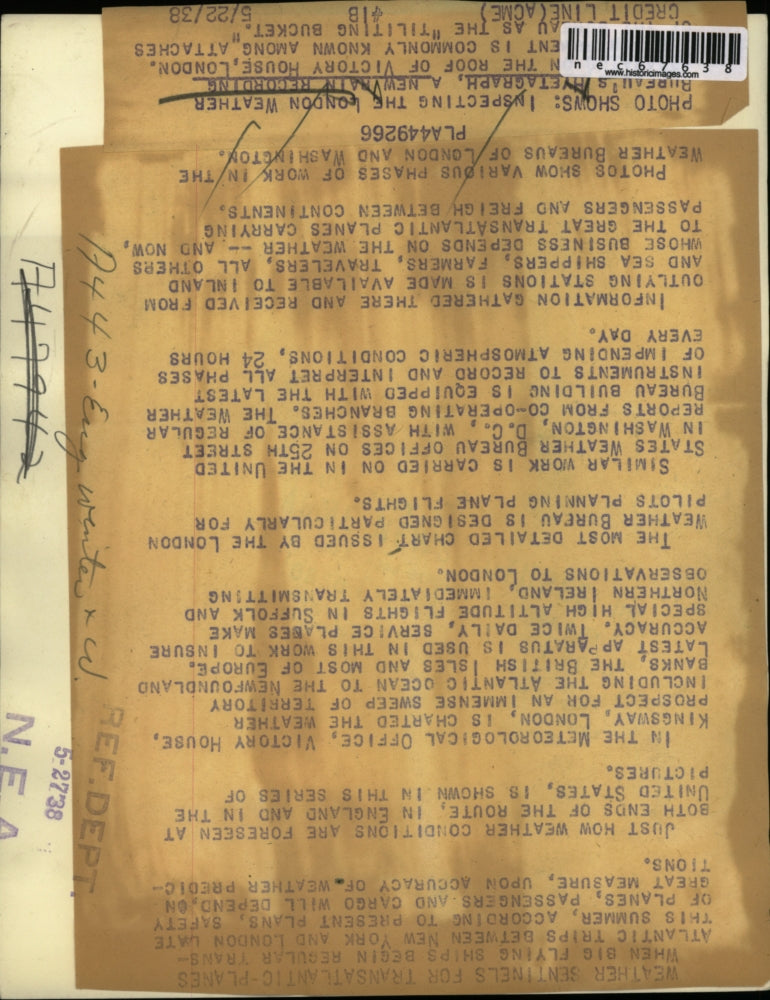 1938 Press Photo Kingsway, London weather conditions can be seen in US to Englan