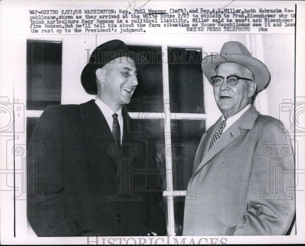 1958 Press PhotoRep Phil Weaver & Rep AL Miller Nebraska Republicans