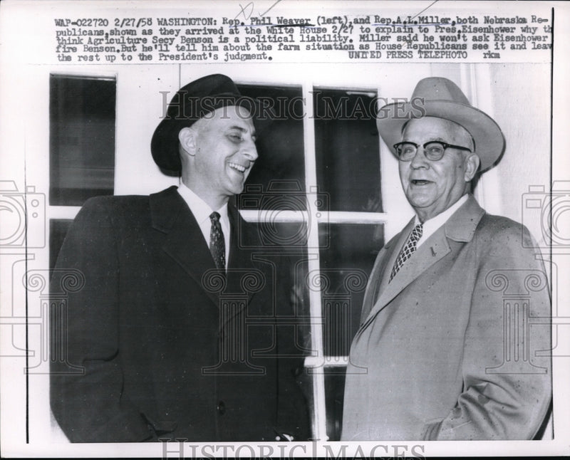Load image into Gallery viewer, 1958 Press PhotoRep Phil Weaver &amp; Rep AL Miller Nebraska Republicans
