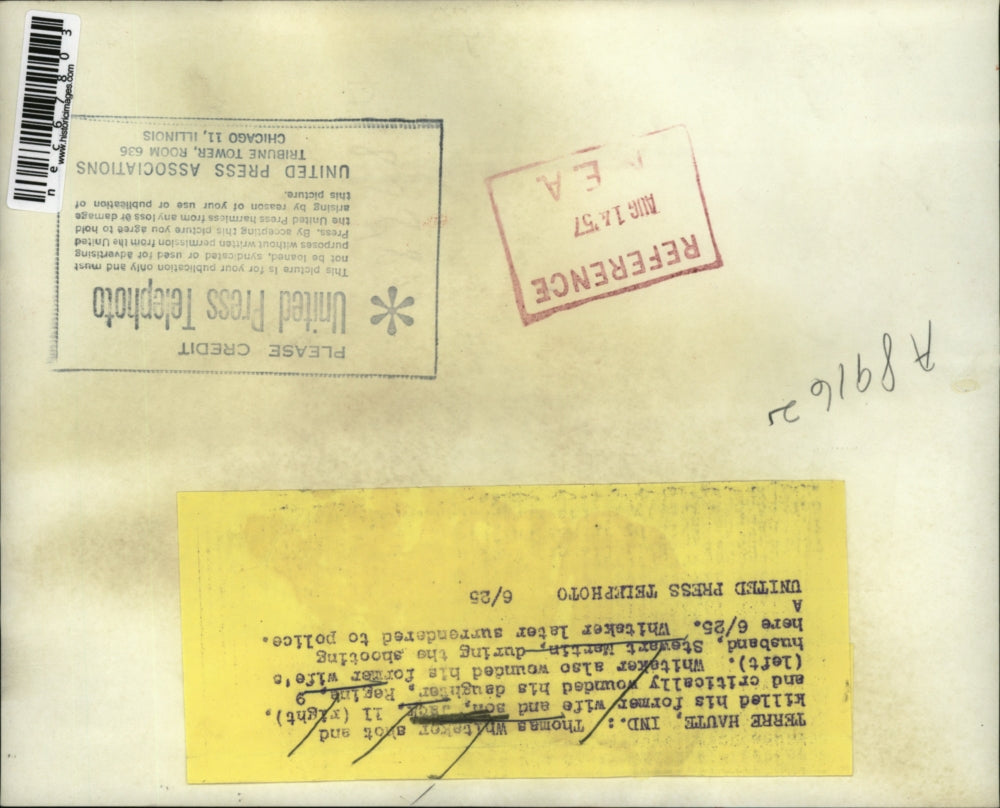 1957 Press Photo Thomas Whitaker Shot And Killed Children Jack And Regina