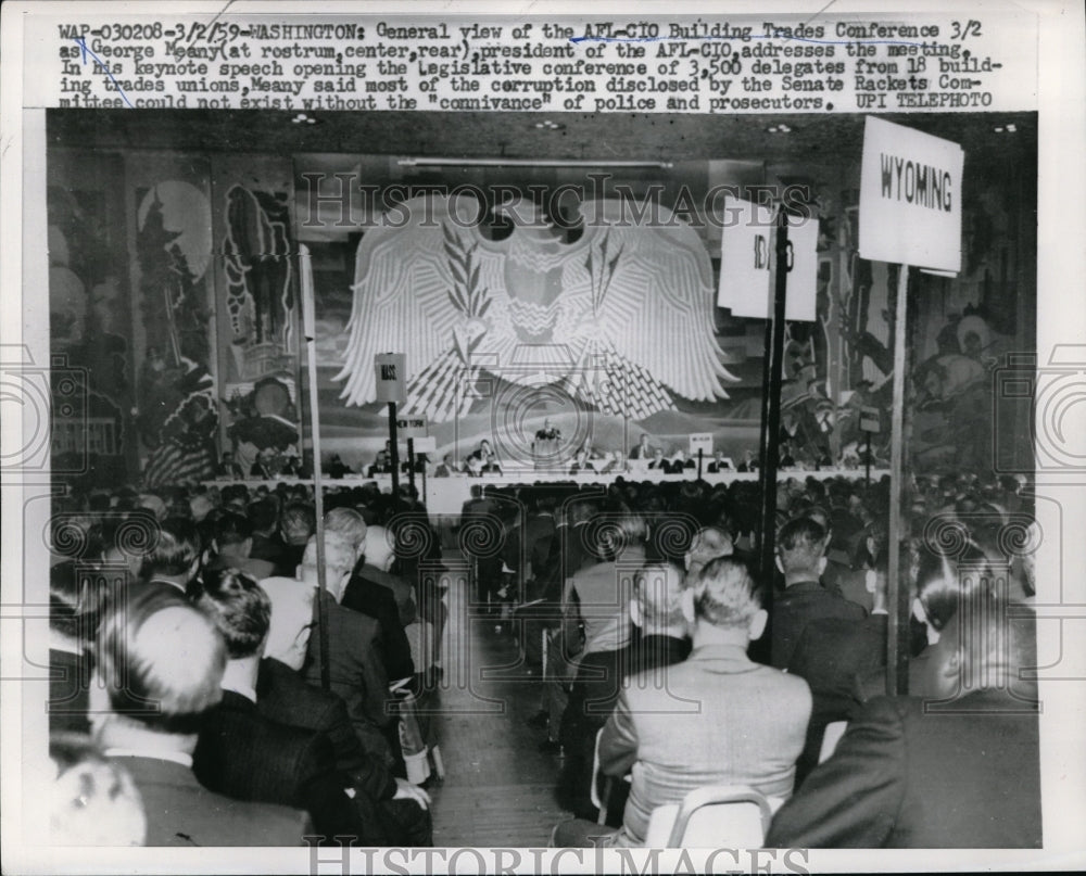 1959 Press Photo General view of AFL-CIO Buliding Trades Conference