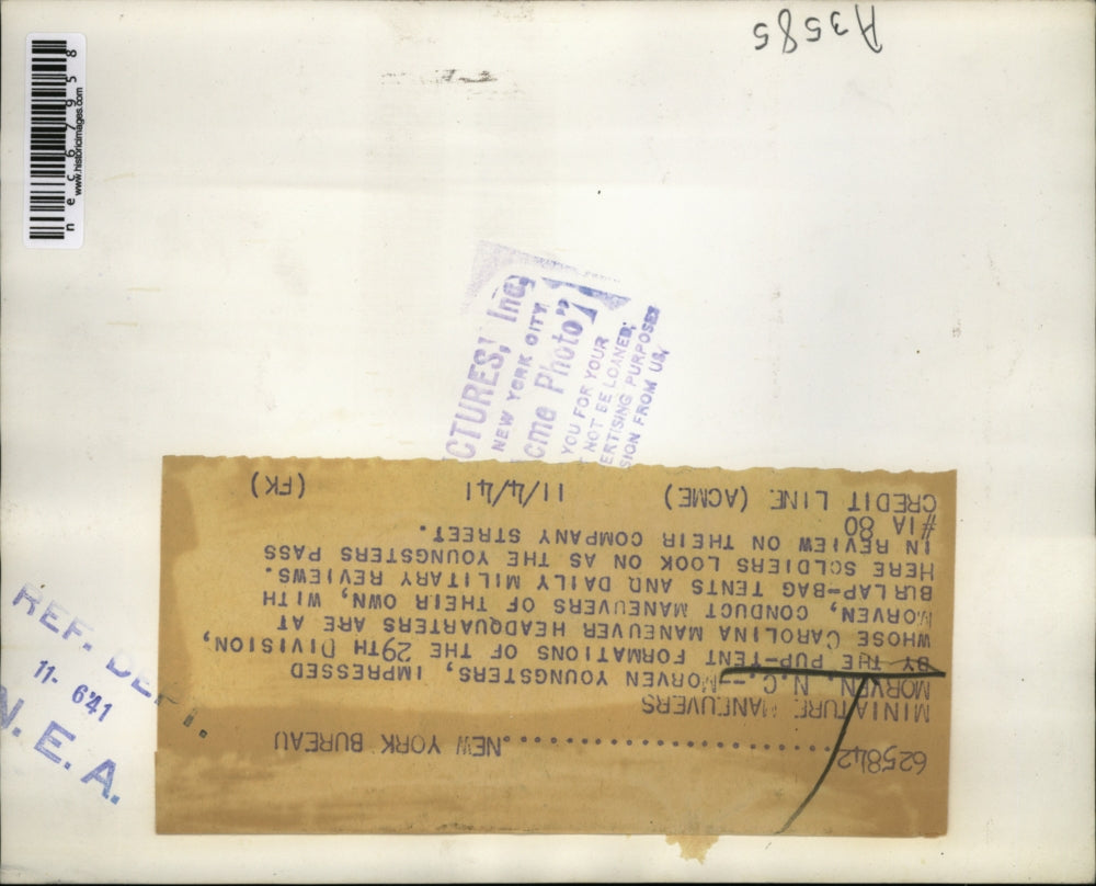 1941 Press Photo Kids impressed by pup tents in 29th division in Morven, North C