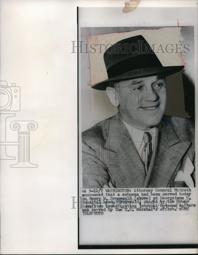 1951 Press Photo Wash DC Henry Grunewald sought by US Marshalls - nec68083