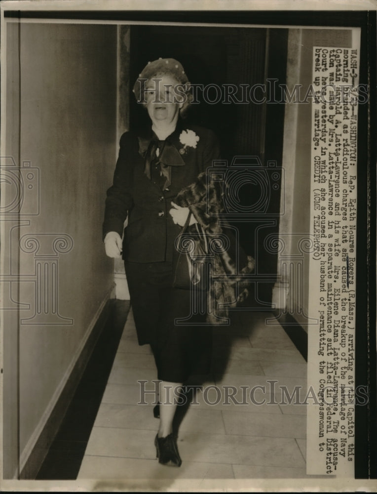 1949 Press Photo Edith Nourse Rogers Arriving At The Capitol - Historic Images