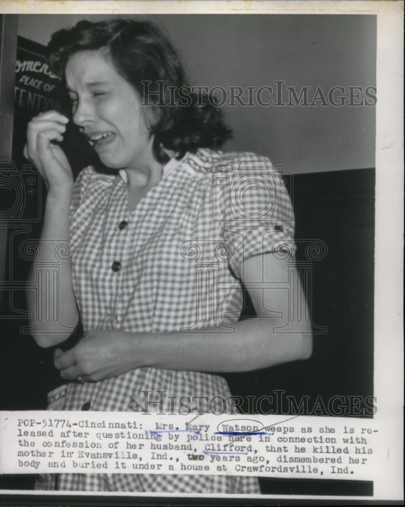 1957 Press Photo Cinncinati, Ohio Mrs Mary Watson, husband killed his mom