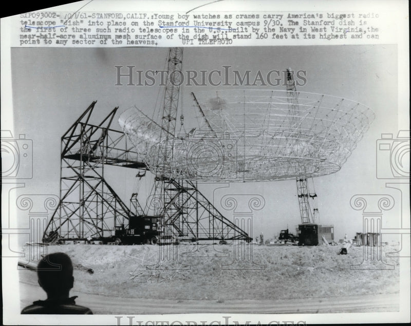Load image into Gallery viewer, 1961 Press Photo Stanford, Calif construction of US largest radio telescope
