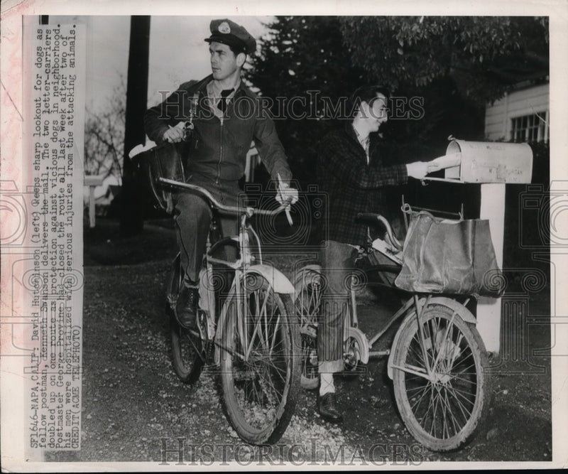Load image into Gallery viewer, 1949 Press Photo David Hutchinson Kenneth Swanson Delivers Mail
