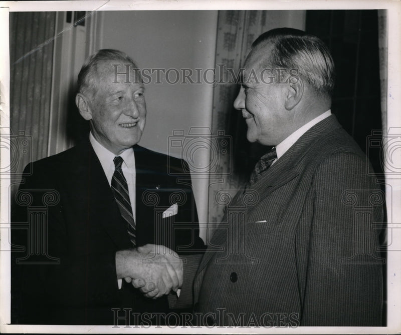 Load image into Gallery viewer, 1954 Press PhotoHarlow Curtice, pres of GM Corp &amp; Ed Zdunek of Opel Autos
