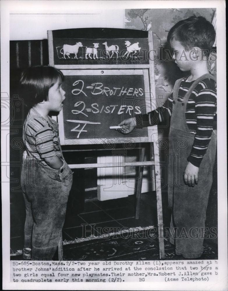Load image into Gallery viewer, 1951 Press Photo Dorothy Allen With Brother John Showing Her Addition
