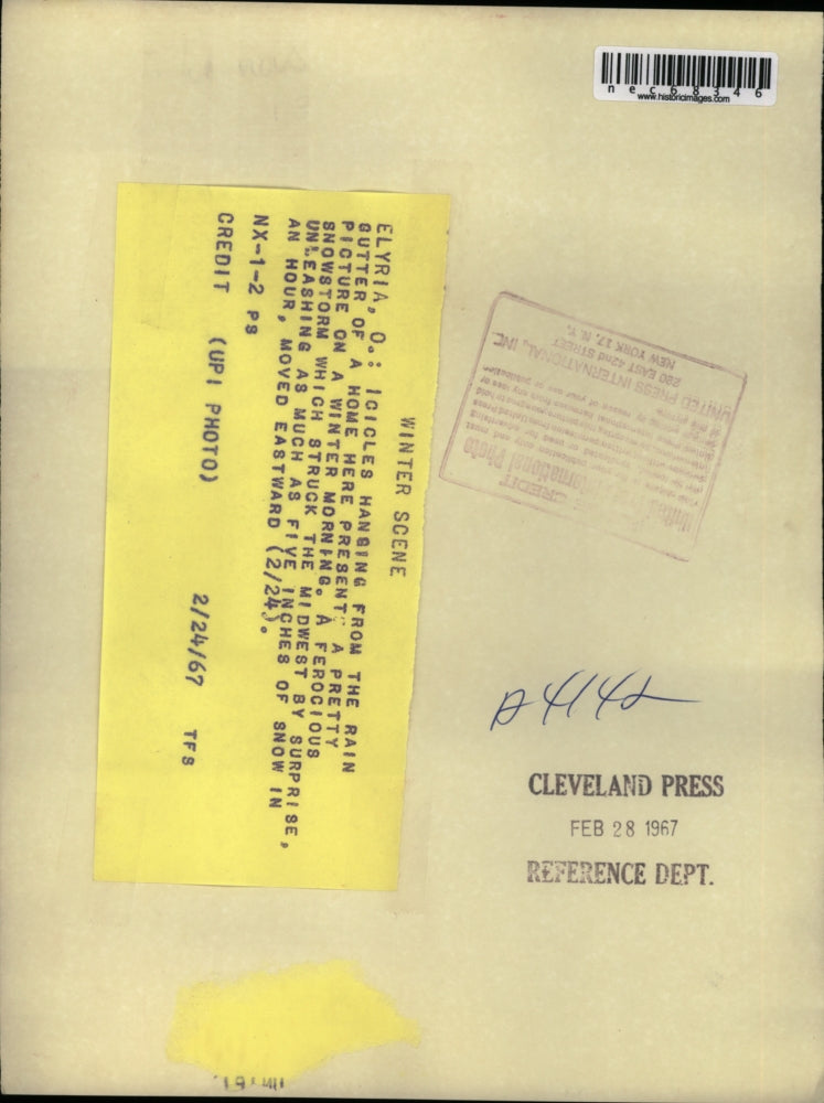 1967 Press Photo Icicles Hang From Roof Of Home