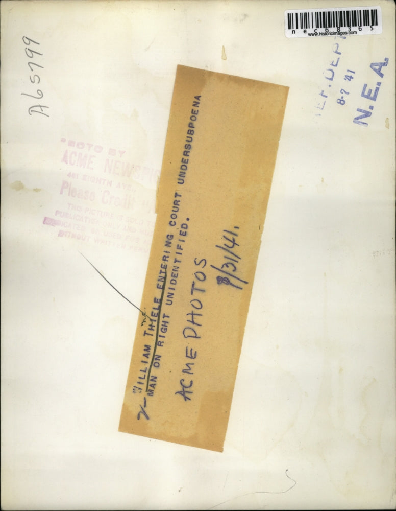 1941 Press Photo William Thiele entered court undersubpoena.