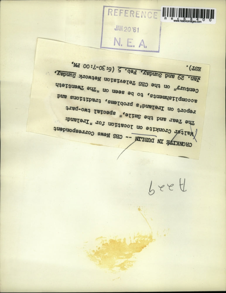 1961 Press PhotoSpecial two-pary report on Ireland problems on CBS Television