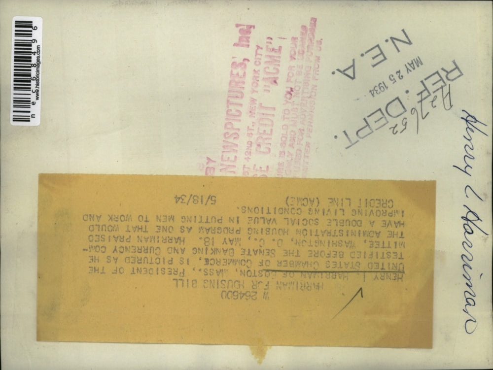 1934 Press Photo Henry Harriman as he testifies