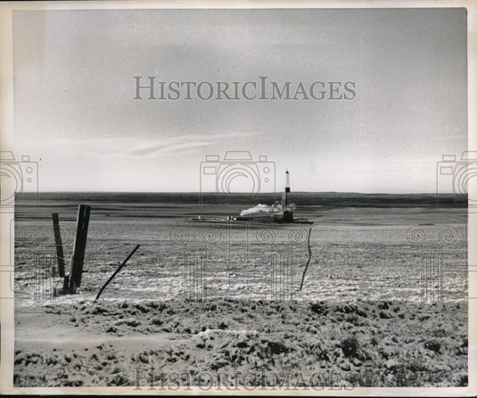 1952 Press Photo Typical new well site on the Montana Plains near Poplar as the