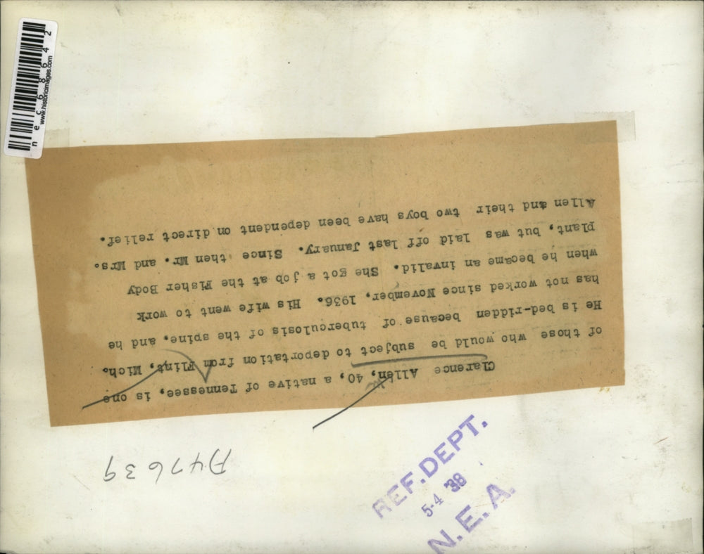 1938 Press Photo Clarence Allen at Age 40 Bedridden From Tuberculosis of Spine