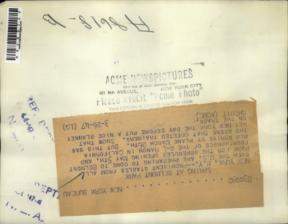 1947 Press Photo NYC Belmont track to open fro racing - nec68722