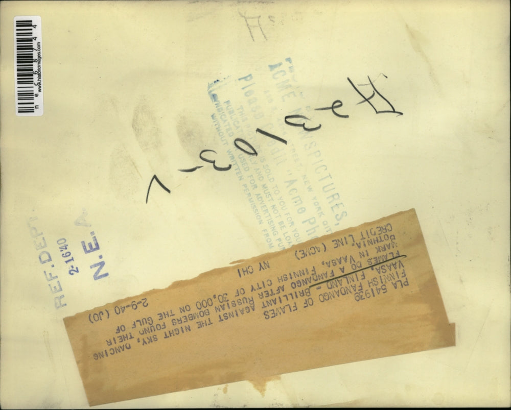 1940 Press Photo Vaasa, Finland flames from Russian bombing of the city