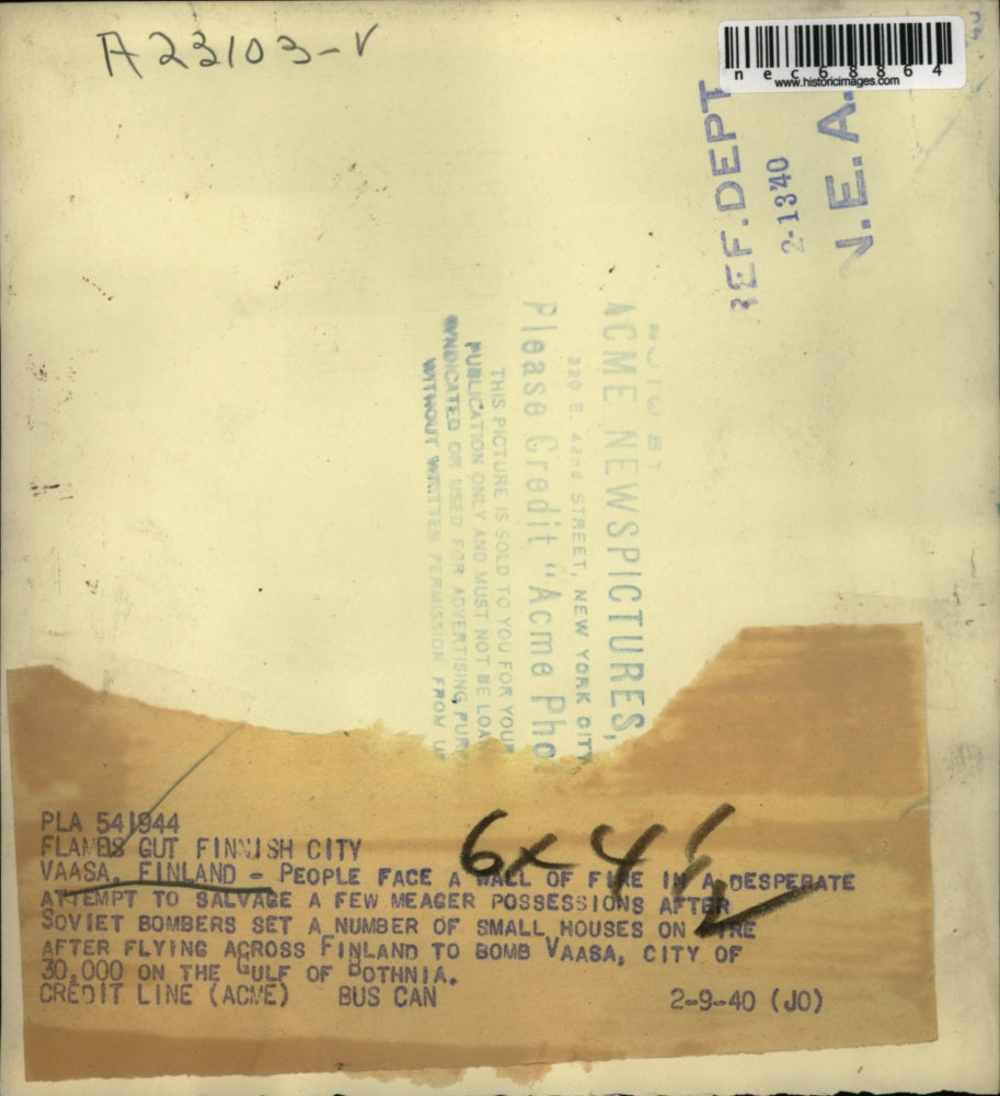 1940 Press Photo Vaasa, Finland wreck of city after Russian bombing - nec68864