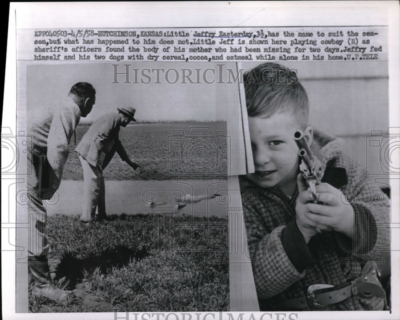 Load image into Gallery viewer, 1958 Press Photo Jeffrey Easterdays mother found dead in water Kansas
