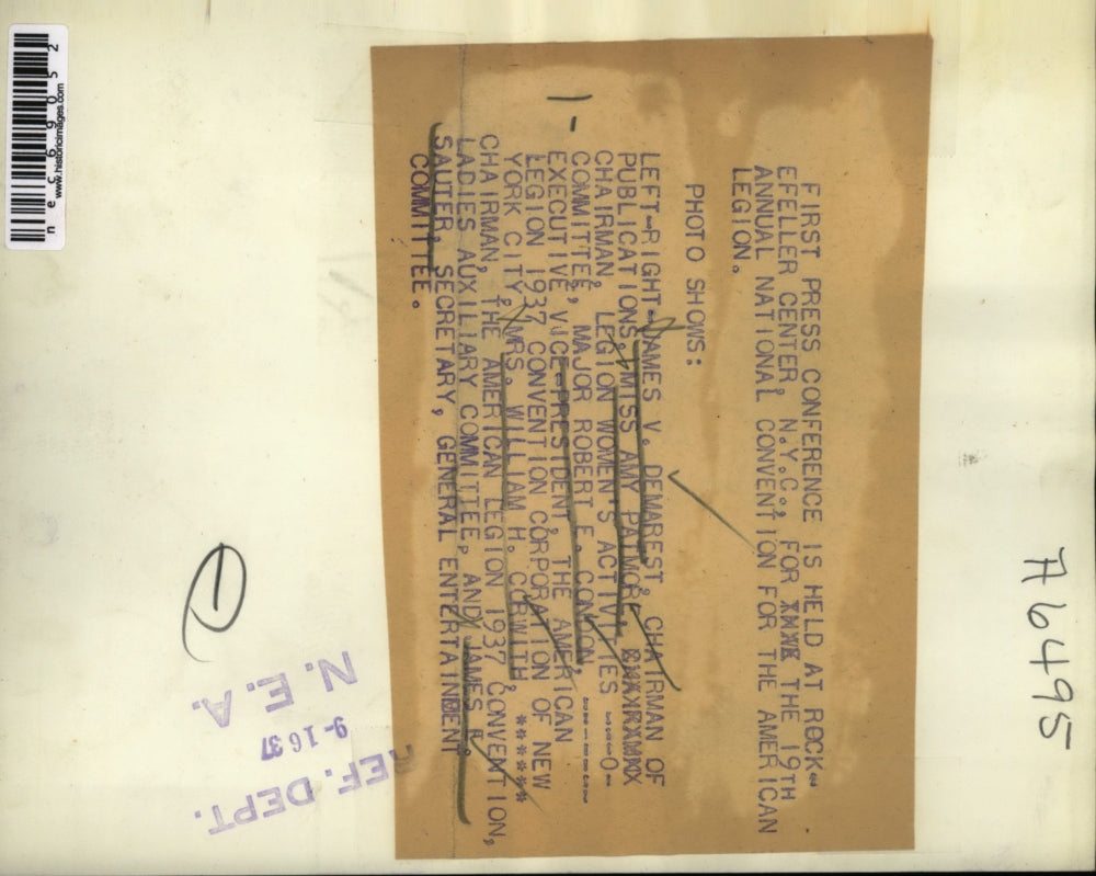 1937 Press Photo JV Demarest, A Paimore,Maj R Condon,Mrs Wm Corwith