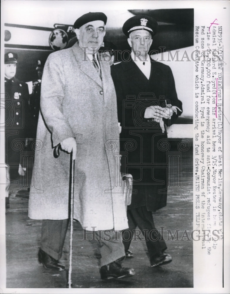 1953 Press Photo Ernst Reuter Mayor Of West Berlin Germany Talks- Historic Images