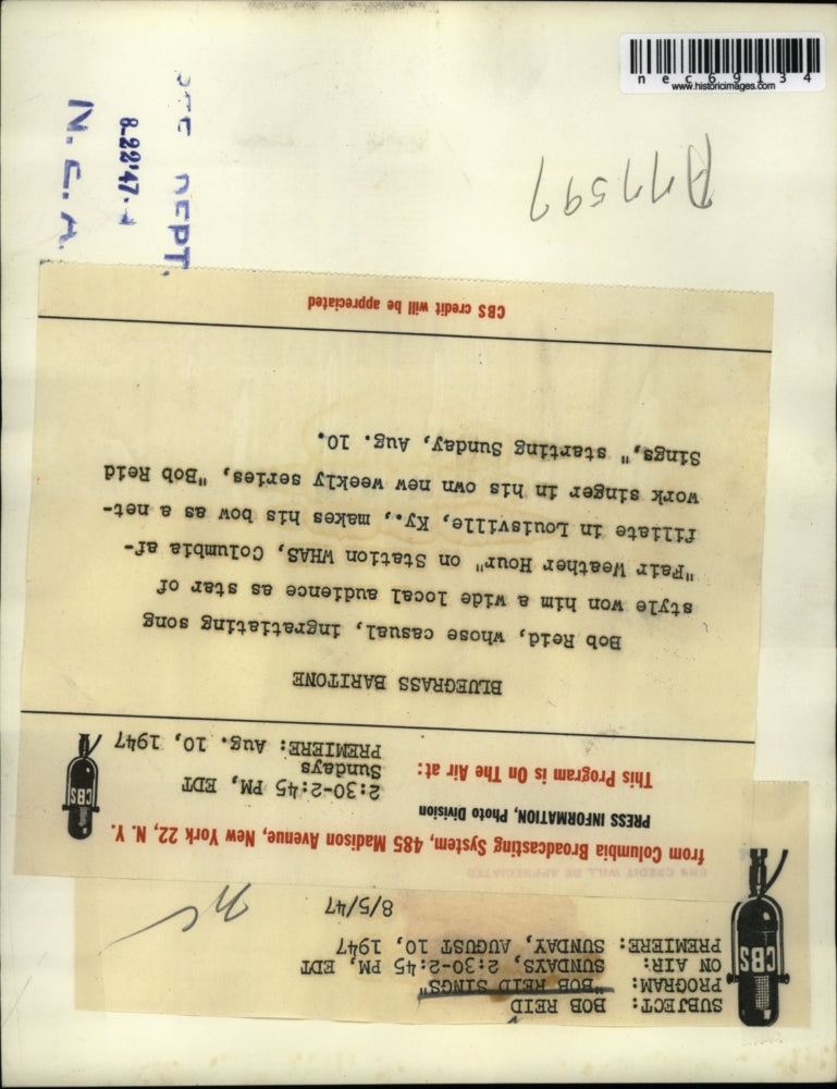 1947 Press Photo Bob Reid in Bob Reid Sings