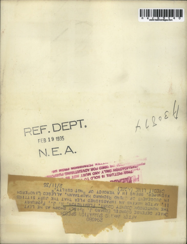 1935 Press Photo Chief Defense Counsel Edward J. Reilly as h left the Hunterdon