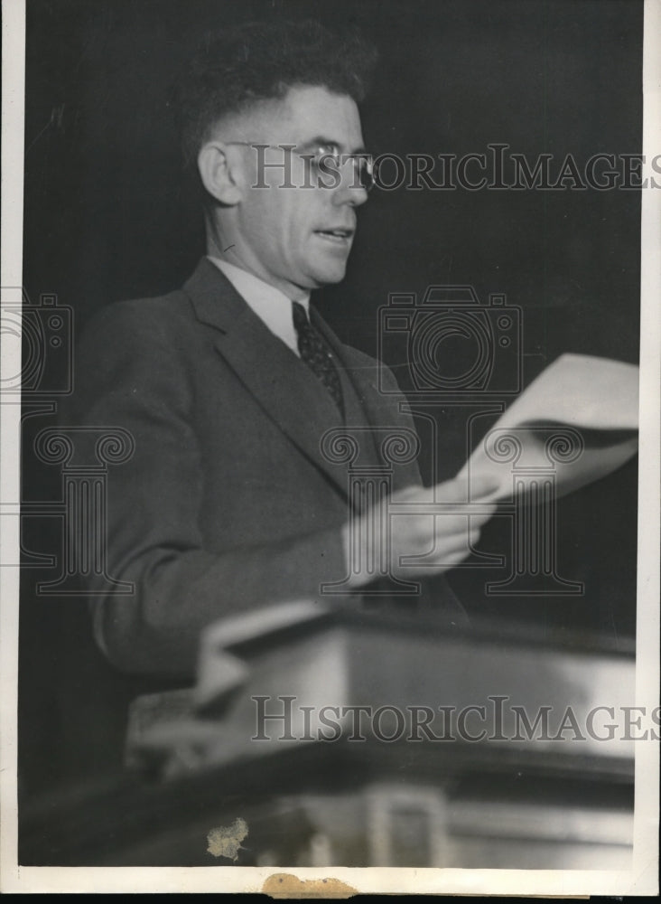 1933 Press Photo E. E. Kennedy, National Secretary of the Farmer's Holiday Assn
