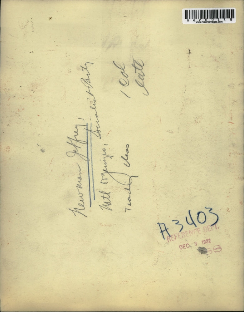 1932 Press Photo Newman Jeffrey Socialist Party Teacher