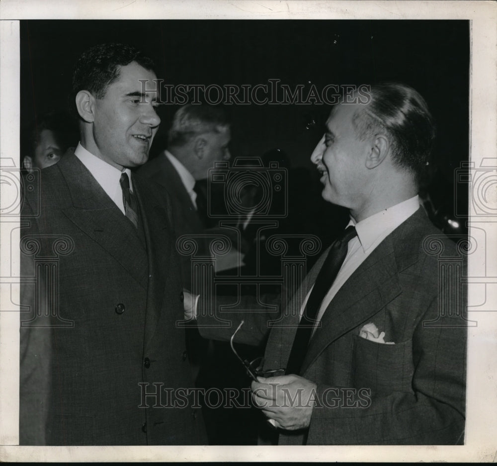 1947 Press Photo Andrei Gromyko Speaks to Mahmud Riaz at United Nations Council