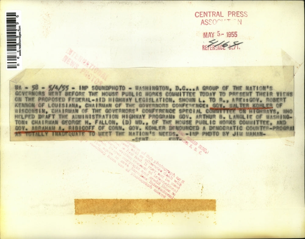 1955 Press Photo Group of Governors Push Highway Building to Feds in DC