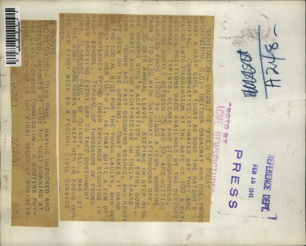 1941 Press Photo Florence Paul Takes Physical For WWII Civil Service Commission