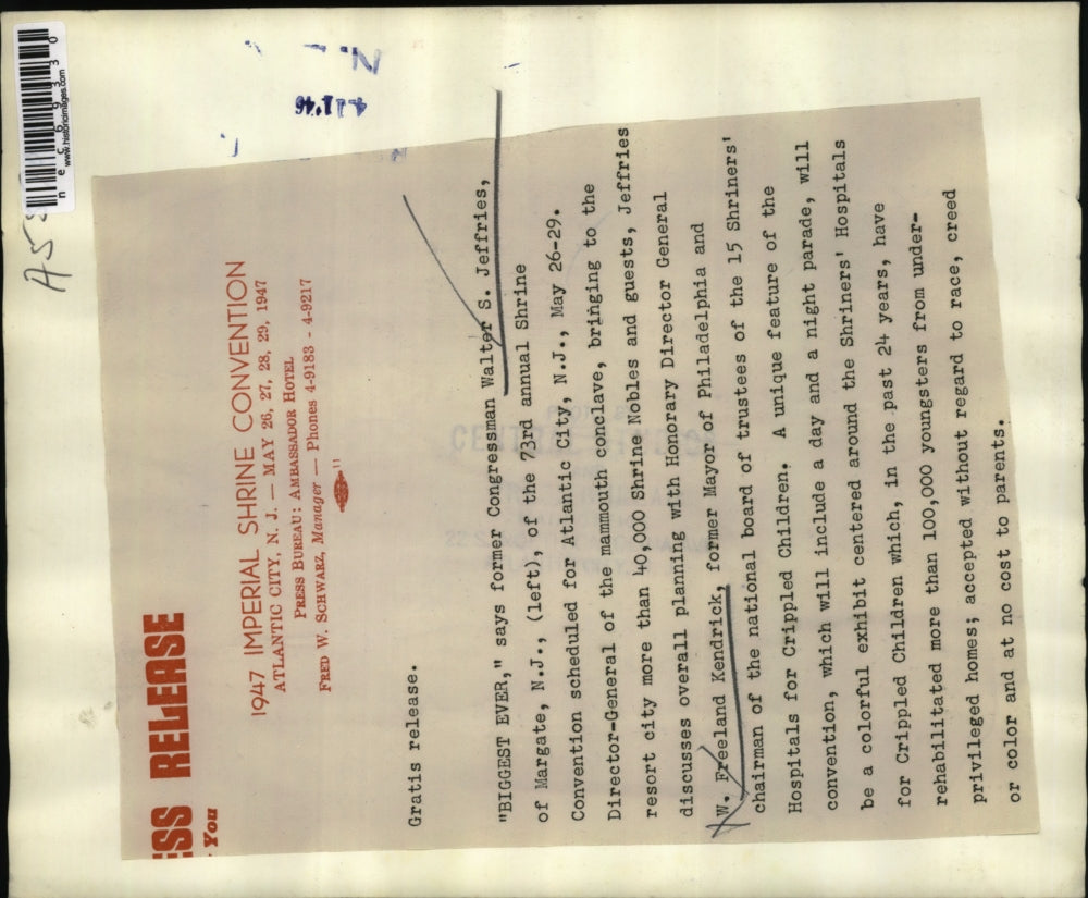 1929 Press Photo Shriners Congressman Walter Jeffries and Freeland Kendrick