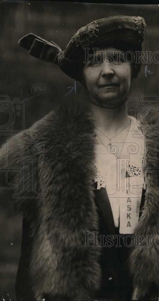 1923 Press Photo Mrs. Charles W. Howkesworth Socialite in Hat and Fur