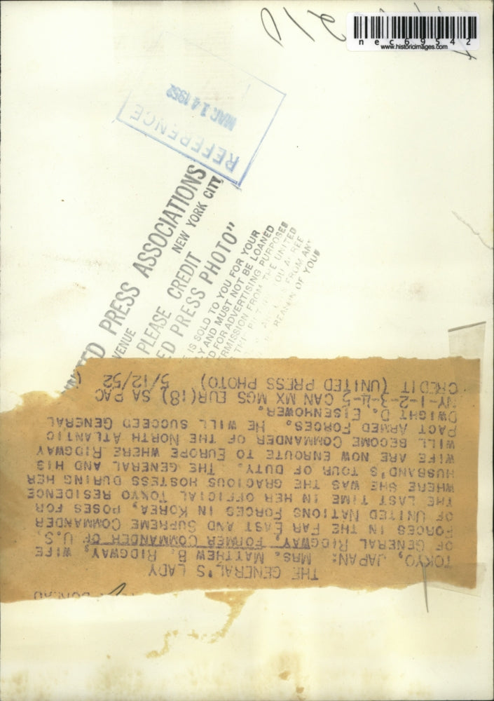 1952 Press Photo Mrs. Matthew Ridgeway Wife of WWII General In Ball Gown