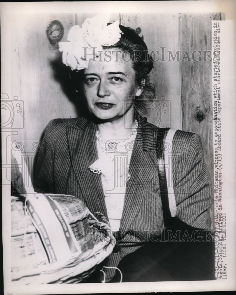 1938 Press Photo Marjorie Whiteman Witnessed Colombian Revolution Killing