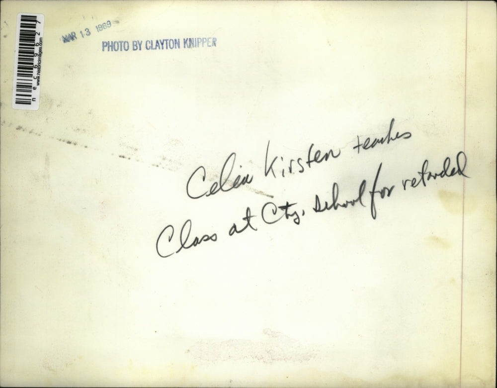 1969 Press Photo Celin Krissten teaches Class at City School for Retarded,