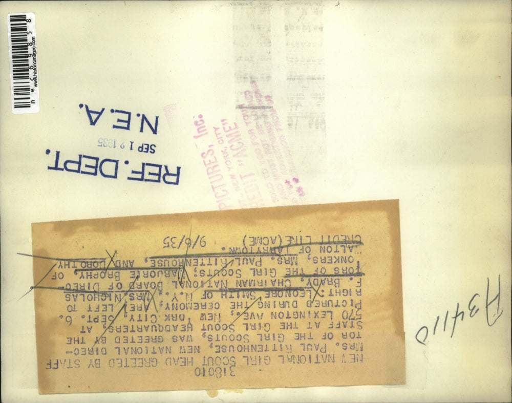 1935 Press Photo Girl Scout Head Mrs. Paul Rittenhouse, L. Smith, Mrs. Brady