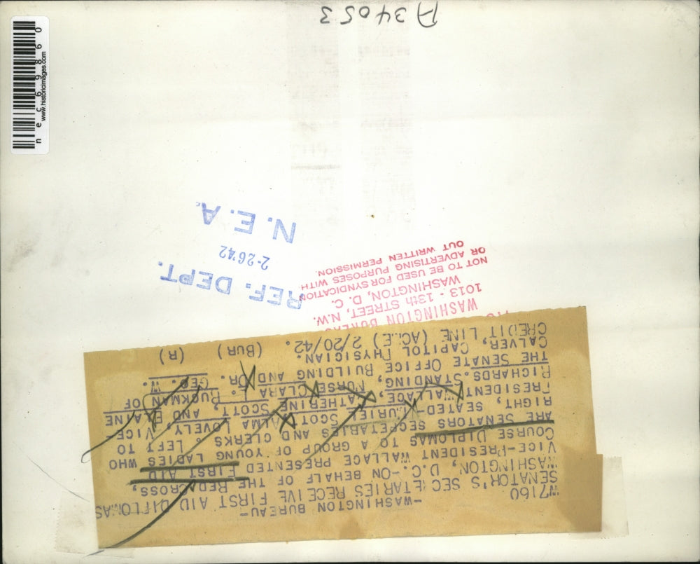 1942 Press Photo Muriel Scott, Alma Lovely, VP Wallace, Catherine Scott