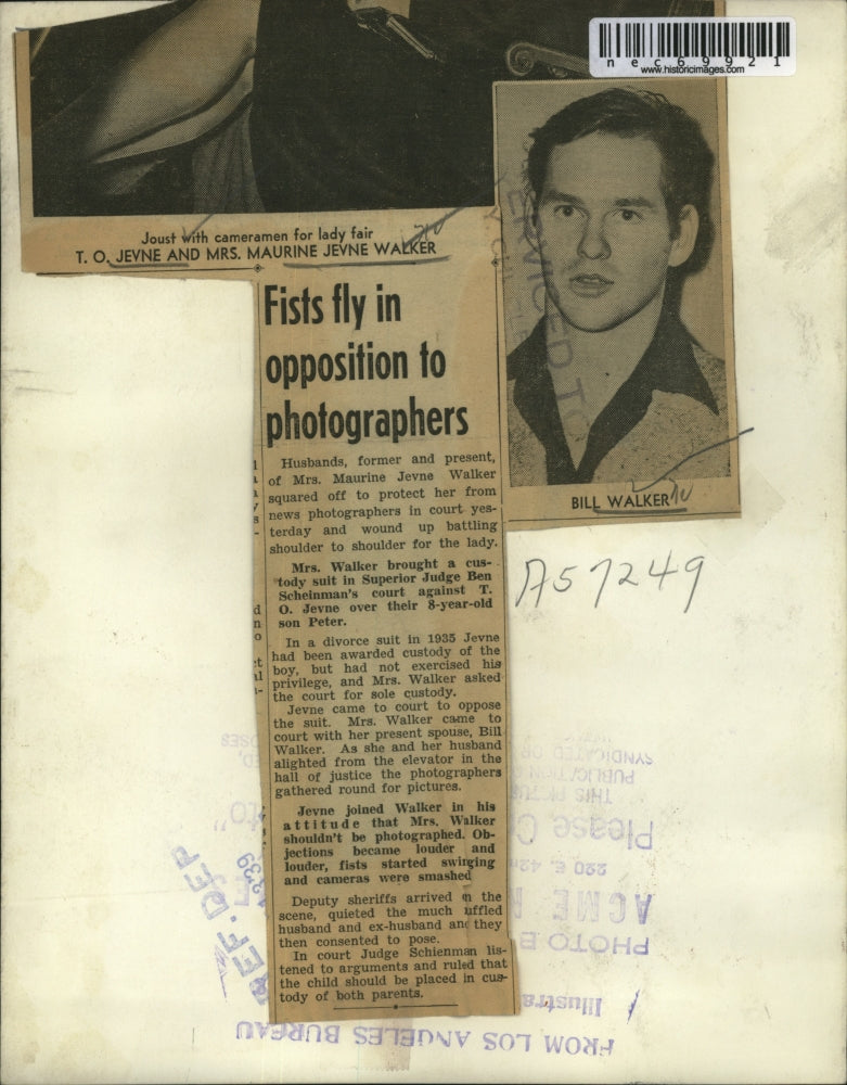 1939 Press Photo T. O. Jevne & Maurine Jevne Walker in court, fight photogs