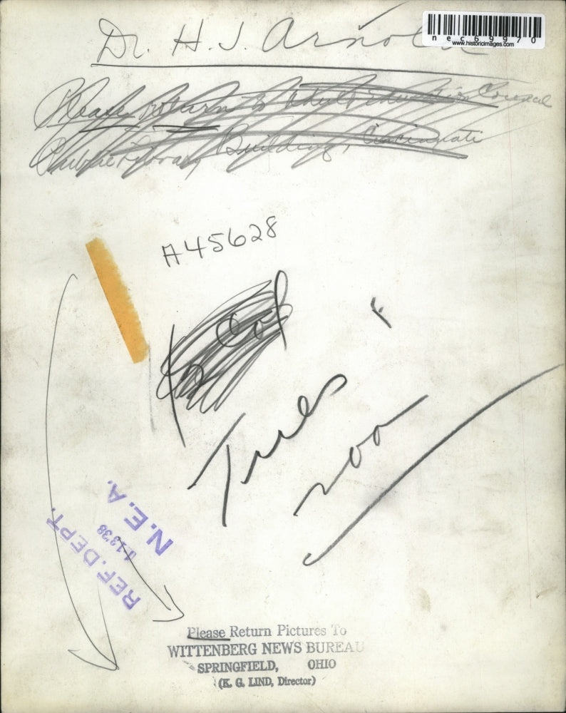1938 Press Photo Dr. H. J. Arnold